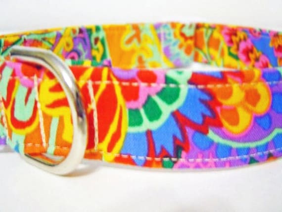 Boho Dog Collar for Boy Girl - Orange Paisley
