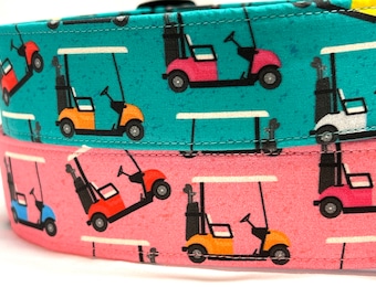 Golf Carts Dog Collar 1.5"or 2" Inch Wide - Pink, Turquoise