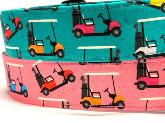 Golf Carts Dog Collar 1.5"or 2" Inch Wide - Pink, Turquoise