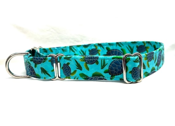 Sea Turtle Classic Martingale Dog Collar - Nautical Beach - Aqua