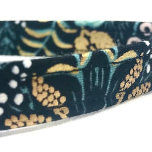 Rifle Paper Co. Cat Collar - Teal and Metallic Gold Flowers - Breakaway