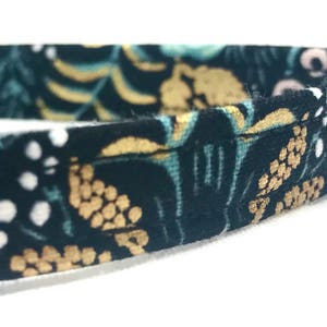 Gift for Cat - Rifle Paper Co. Cat Collar - Teal and Metallic Gold Flowers - Breakaway