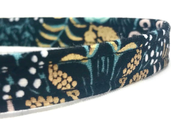 Rifle Paper Co. Cat Collar - Teal and Metallic Gold Flowers - Breakaway