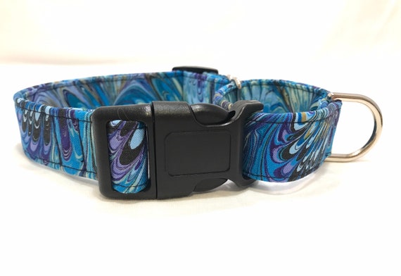 Buckle Martingale Dog Collar - Boho Blue Rainbow Oil Slick