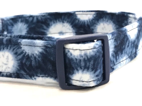 Tie Dye Dog Collar for Boy - Indigo Blue Dots
