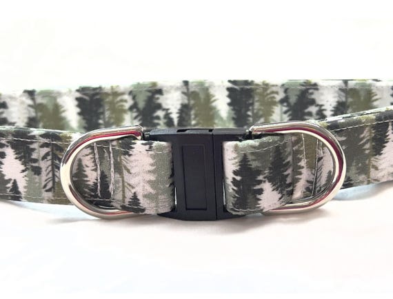 BREAKAWAY Dog Collar for Boy, Girl - Evergreen Trees in Forest- Safety