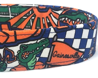 Florida Football Dog Collar for Boy, Girl - Orange and Blue