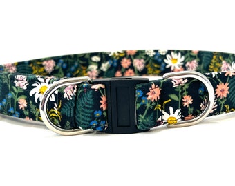 Rifle Paper Co BREAKAWAY Dog Collar for Boy, Girl - Safety - Black Wildflowers
