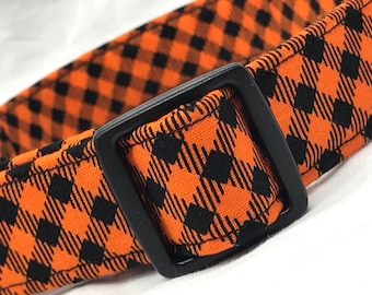 Halloween Dog Collar - Orange Black Plaid