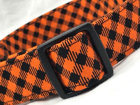 Halloween Dog Collar - Orange Black Plaid