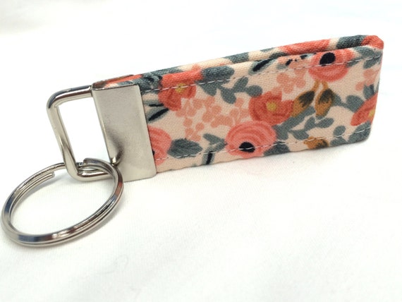 Rifle Paper Co. - 3" MINI Key Fob - Rosa Floral Peach