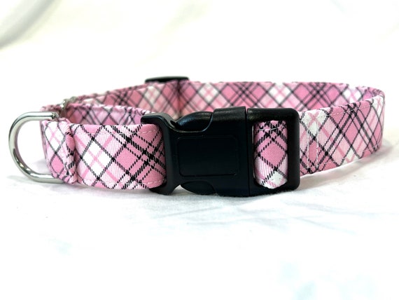 Buckle Martingale Dog Collar for Girl - Preppy Pink Plaid