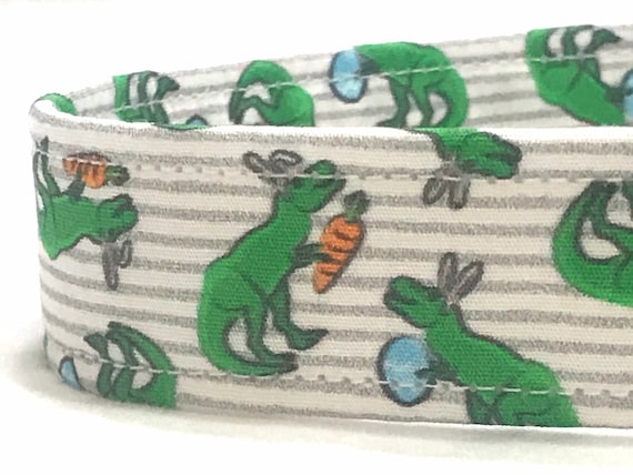 Easter Dog Collar for Boy Girl - Dinosaurs with Easter Eggs, Carrots