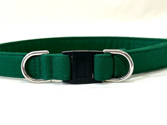 Solid Color BREAKAWAY Dog Collar for Boy, Girl - Safety - Pesto Green - 13 Colors