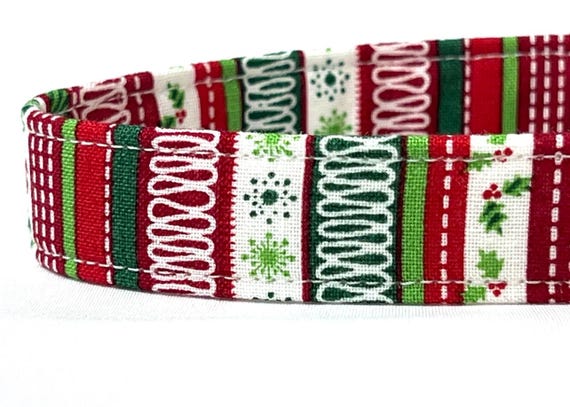 Christmas Holiday Dog Collar - Christmas Candy Stripes