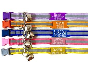 Reflective Cat Collar – Personalized ID Tag, Breakaway, with Bell