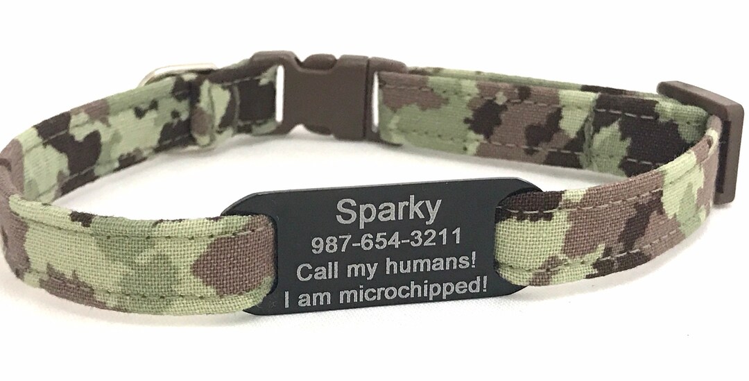 Camo Cat Collar Personalized Slideon ID Tag Breakaway Green Khaki Etsy