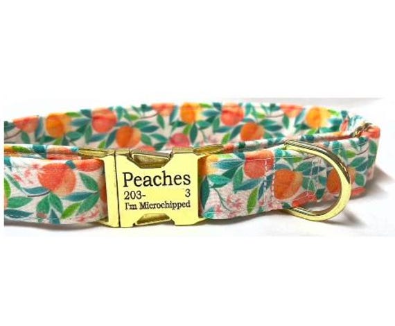 Martingale Dog Collar - Personalized Laser Engraved Buckle -  Pretty Peach Tree