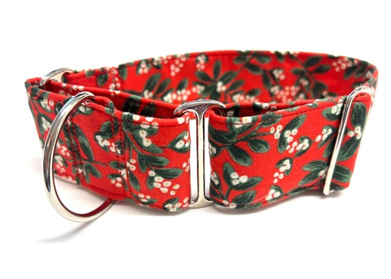 Rifle Paper Co - Christmas Martingale Dog Collar For Boy, Girl - Holly Mistletoe