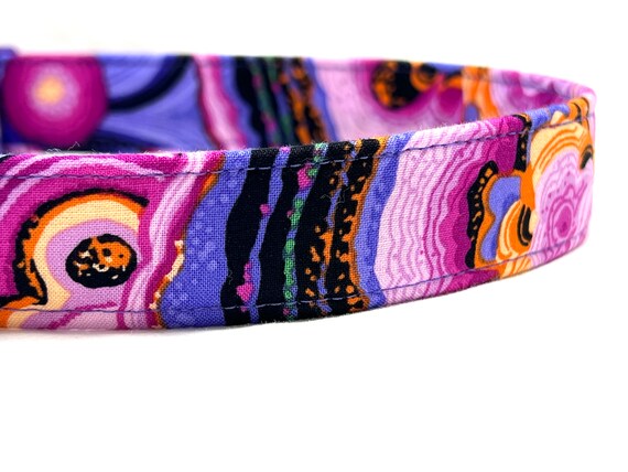 Dog Collar for Boy, Girl -  Tropical Pink or Purple Marble