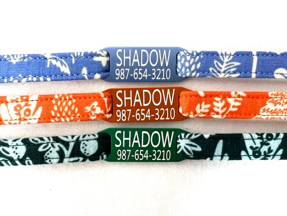 Rifle Paper Co Personalized Breakaway Cat Collar - Engraved ID Tag - Colorful Toile Prints
