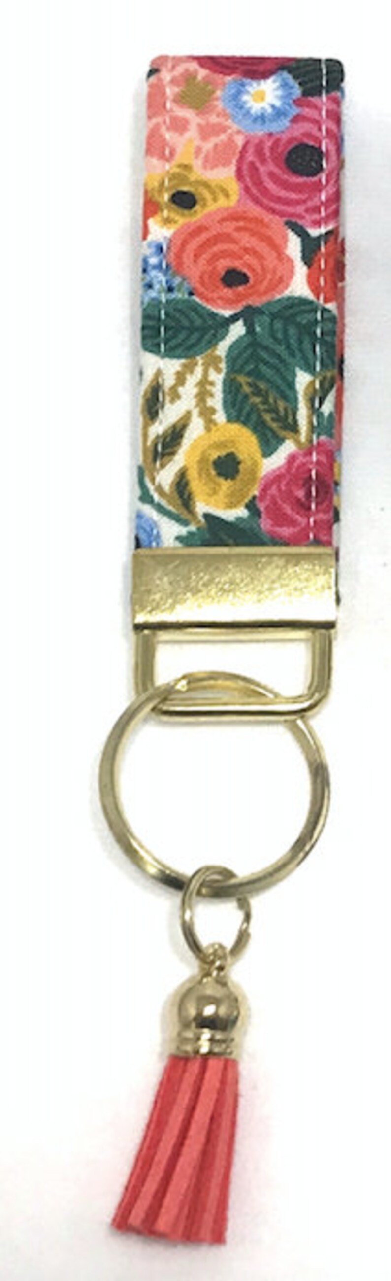 Rifle Paper Co. MINI Key Fobs with Tassels Floral Fabric image 4