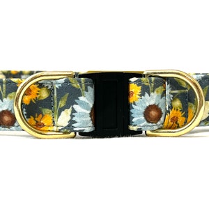 Blue Sunflowers BREAKAWAY Dog Collar for Boy, Girl - Safety