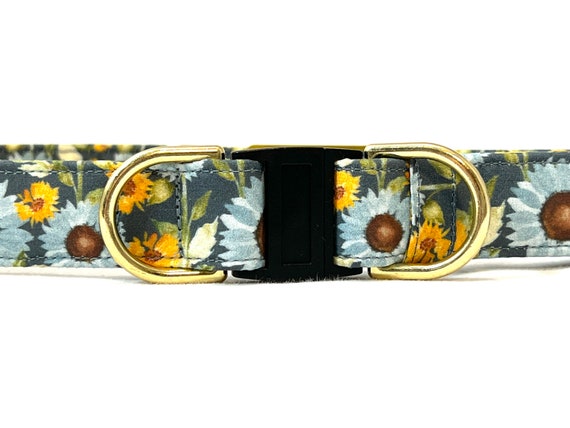 Blue Sunflowers BREAKAWAY Dog Collar for Boy, Girl - Safety