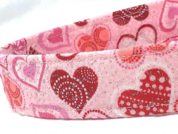 Valentines Day Dog Collar for Girl - Pink Glitter Hearts