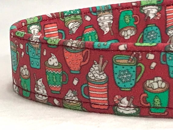 Christmas Dog Collar for Boy Girl - Holiday Beverages, Hot Cocoa, Eggnog Drinks
