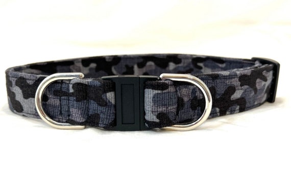 BREAKAWAY Camo Dog Collar for Boy, Girl - Black Crosshatch Camouflage - Safety