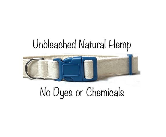Natural Hemp Dog Collar, Unbleached Durable Canvas, Allergy Free