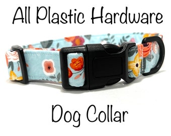 ALL PLASTIC HARDWARE Dog Collar - No Metal - Pick a Fabric