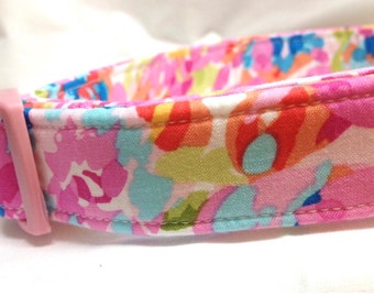 Girl Dog Collar - Watercolor Pink Flowers