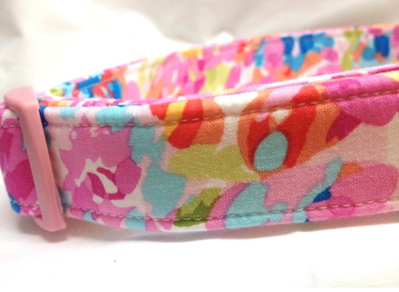 Girl Dog Collar - Watercolor Pink Flowers