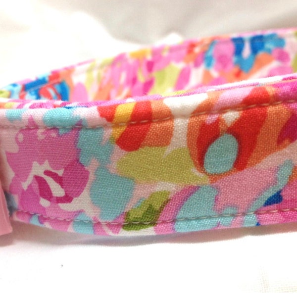 Girl Dog Collar - Watercolor Pink Flowers