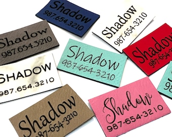 Add-On ONLY - Personalized Dog Collar ID Tag - Engraved Pleather Name Patch - 2",  1.5", 1", 3/4", 5/8", 1/2", 3/8"