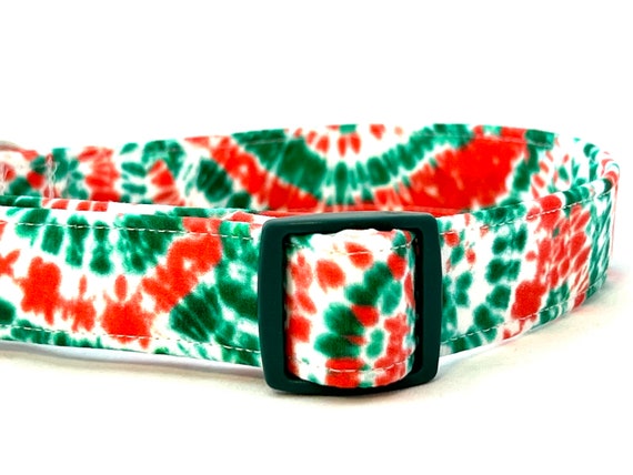 Christmas Tie Dye Dog Collar for Boy, Girl - Red and Green