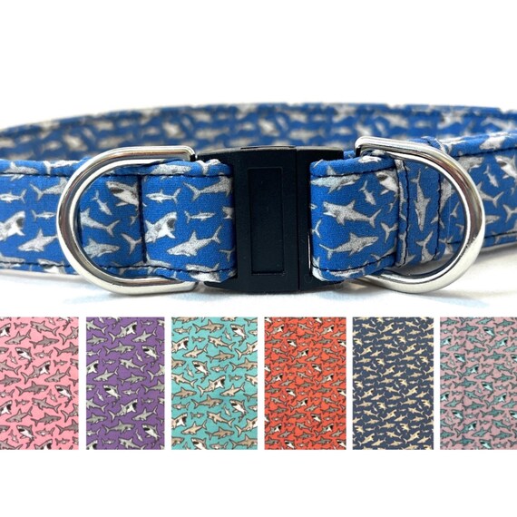 BREAKAWAY Dog Collar for Boy, Girl - Blue Sharks - Safety