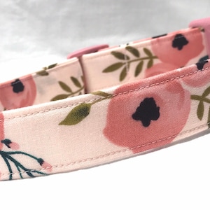 Dog Collar for Girl - Peach and Pink Flowers