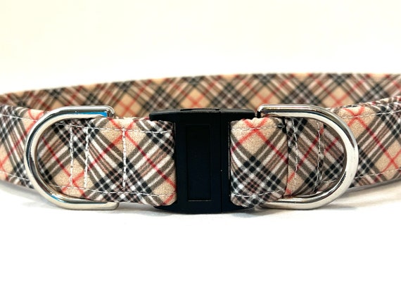 BREAKAWAY Dog Collar for Boy, Girl - Tan, Red, Black Plaid- Safety