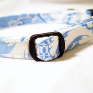Cat Collar for Boy, Girl - Light Blue Damask - Breakaway