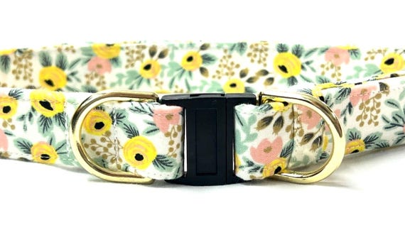 BREAKAWAY Safety Dog Collar for Boy, Girl - Rifle Paper Co. Floral – Yellow Primavera