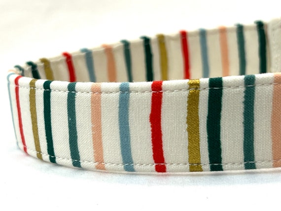 Rifle Paper Co. Dog Collar - Multicolor and Metallic Gold Stripes