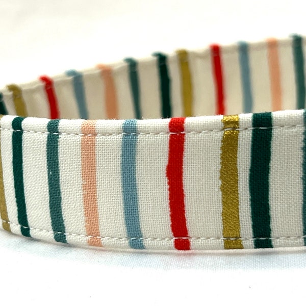 Rifle Paper Co. Dog Collar - Multicolor and Metallic Gold Stripes