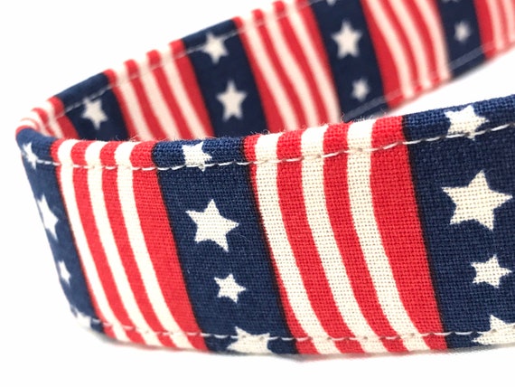 Patriotic 4th of July Dog Collar - USA Dog Collar - Red White and Blue - Stars and Stripes