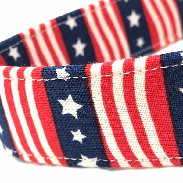 Patriotic 4th of July Dog Collar - USA Dog Collar - Red White and Blue - Stars and Stripes