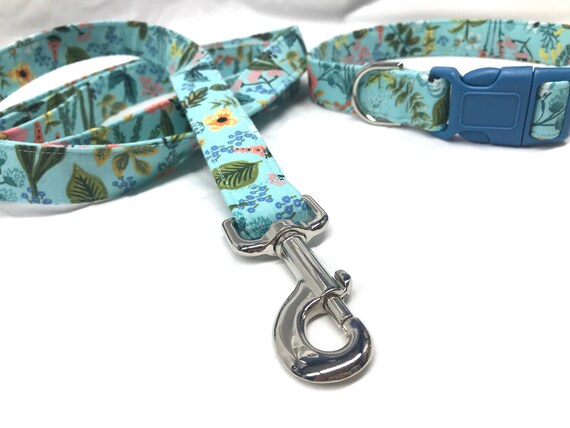 Rifle Paper Co Dog Collar Leash Set - Mint Green Herb Garden