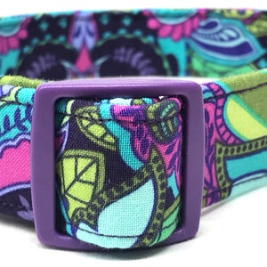 Boho Dog Collar for Boy, Girl - Purple Blue Festival Colors