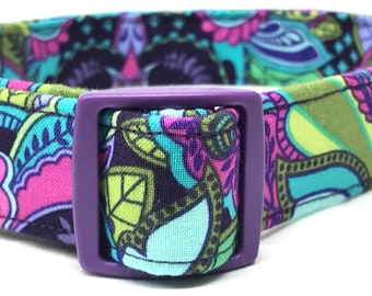 Boho Dog Collar for Boy, Girl - Purple Blue Festival Colors